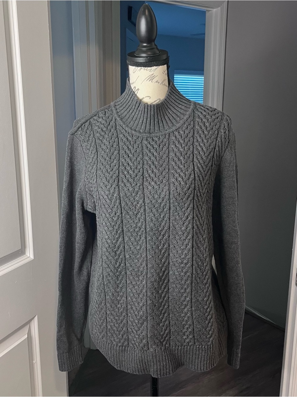 croft & barrow Gray Cable Knit Mock Neck Sweater